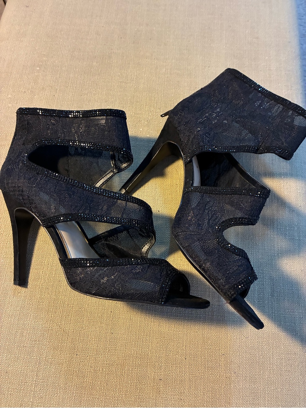 Jessica Simpson Black Lace Cutout Stiletto Heels